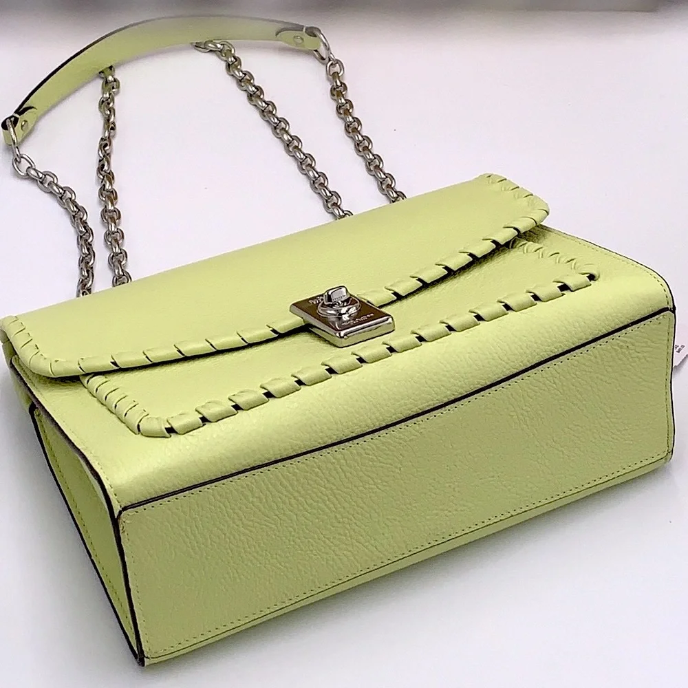 COACH NWT Lane Shoulder Bag With Whipstitch COLOR:
Silver/Pale Lime - Picture 10 of 16